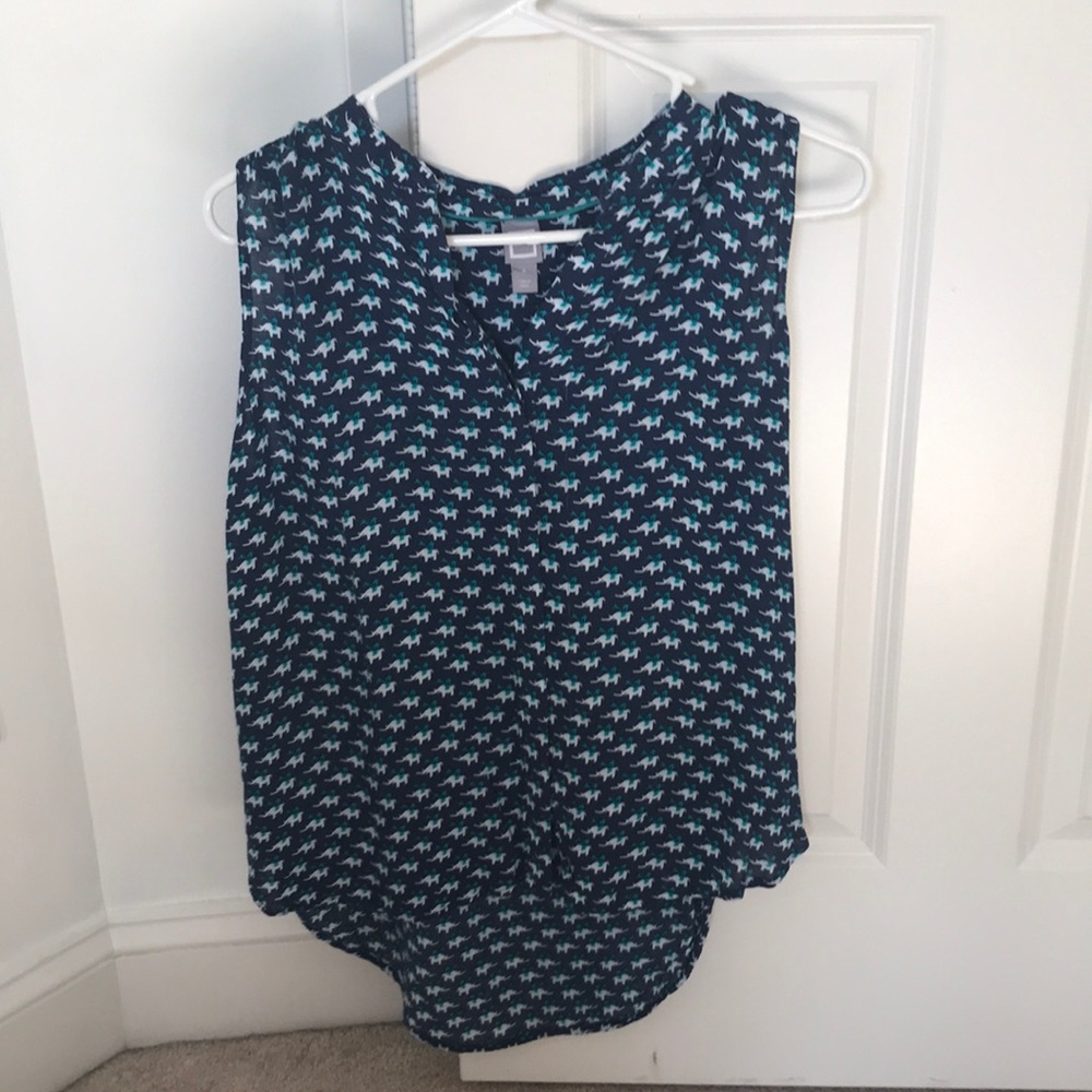 Navy Elephant Print Tank Top